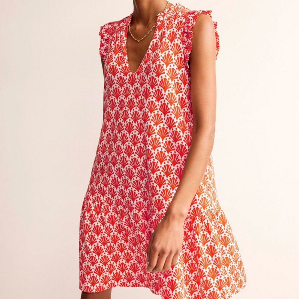 Boden Orange Daisy Jersey Short Tier Dress Size 6R